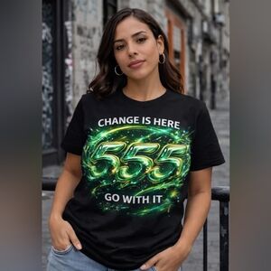 Black Graphic Tee with Green and Yellow Design